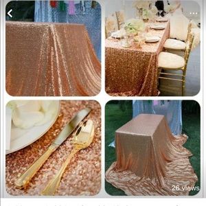 Rose gold sequin table cloth